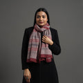 Maroon - bagh hand printed merino woollen stole 52