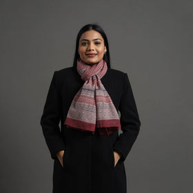 Maroon - bagh hand printed merino woollen stole 52