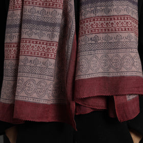 Maroon - bagh hand printed merino woollen stole 52