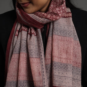Maroon Bagh Hand Block Printed Merino Woollen Stole