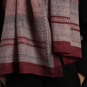 Maroon Bagh Hand Block Printed Merino Woollen Stole