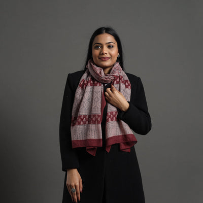Maroon Bagh Hand Block Printed Merino Woollen Stole