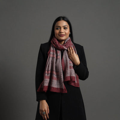  Maroon Bagh Hand Block Printed Merino Woollen Stole