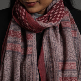  Maroon Bagh Hand Block Printed Merino Woollen Stole