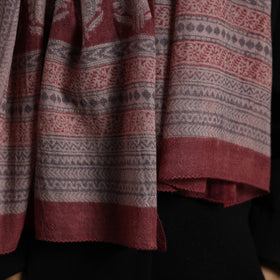 Maroon - bagh hand printed merino woollen stole 64