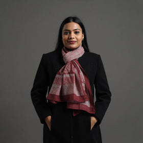 Maroon - bagh hand printed merino woollen stole 65