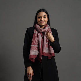 Maroon - bagh hand printed merino woollen stole 65