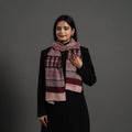 Maroon - bagh hand printed woollen stole 07 - handcrafted