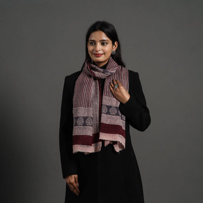  Maroon Bagh Hand Block Printed Woollen Stole
