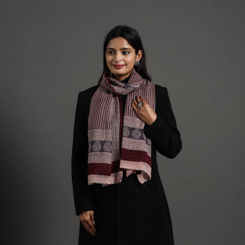  Maroon Bagh Hand Block Printed Woollen Stole