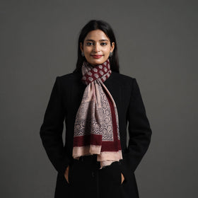 Maroon Bagh Hand Block Printed Woollen Stole