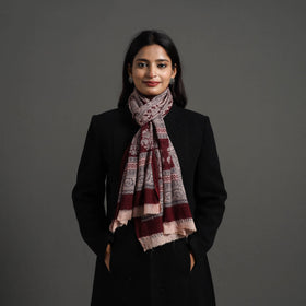  Maroon Bagh Hand Block Printed Woollen Stole