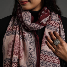Maroon Bagh Hand Block Printed Woollen Stole