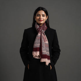 Maroon Bagh Hand Block Printed Woollen Stole