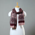 Maroon - bagh hand printed woollen stole 34 - handcrafted