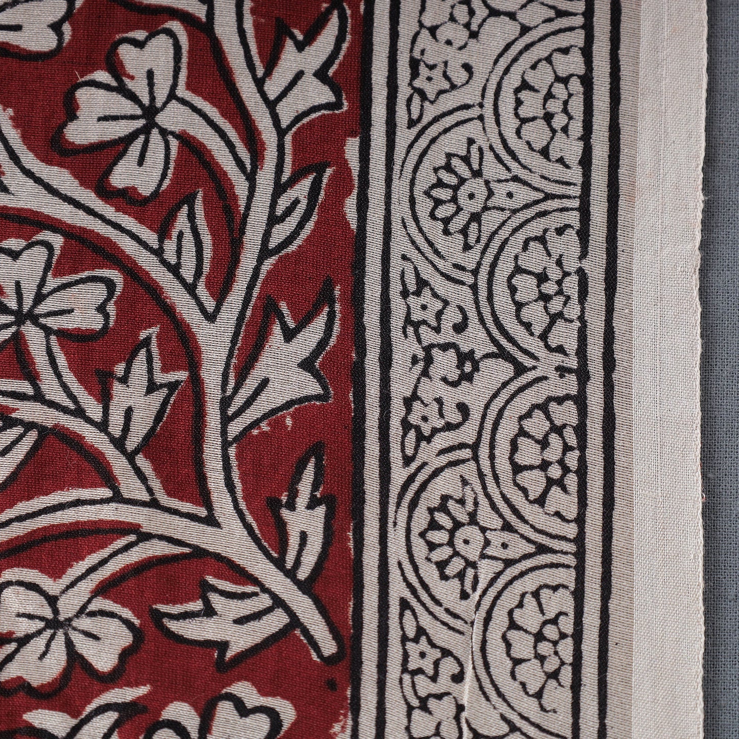  Red Authentic Bagh Print Chanderi Silk Cotton Fabric