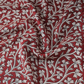  Red Authentic Bagh Print Chanderi Silk Cotton Fabric