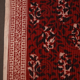 Re Bagh Block Print Kantha Work Natural Dyed Cotton Fabric