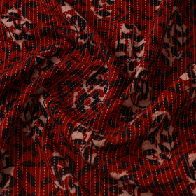 Re Bagh Block Print Kantha Work Natural Dyed Cotton Fabric