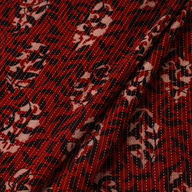 Re Bagh Block Print Kantha Work Natural Dyed Cotton Fabric