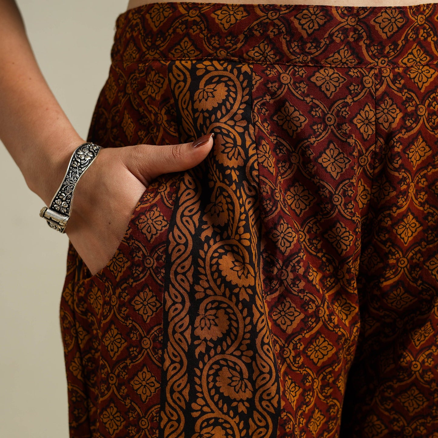 Maroon - bagh natural dyed cotton palazzo 07 - handcrafted