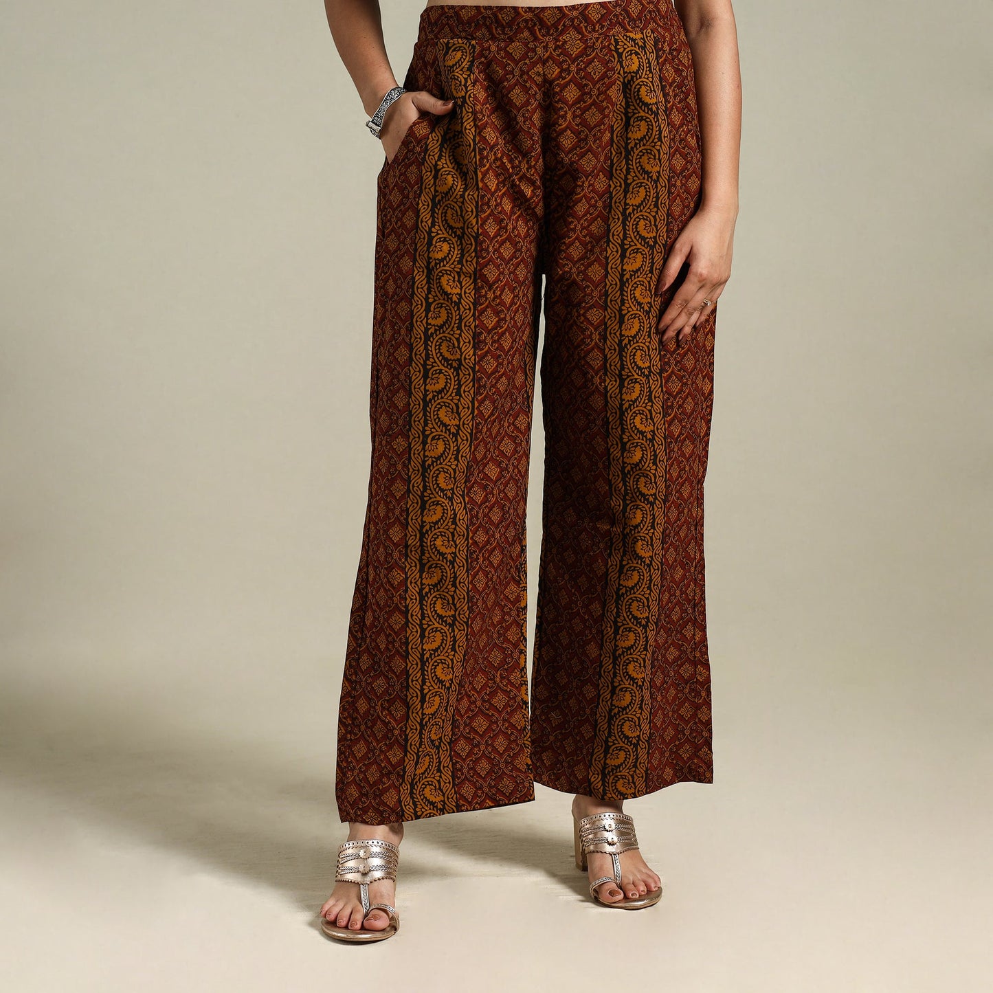 Maroon - bagh natural dyed cotton palazzo 07 - handcrafted