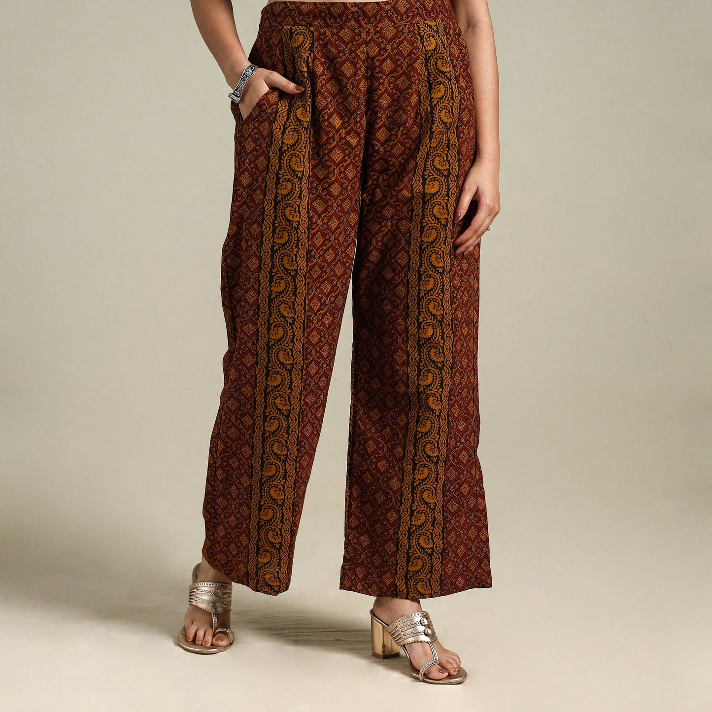 Maroon - bagh natural dyed cotton palazzo 07 - handcrafted