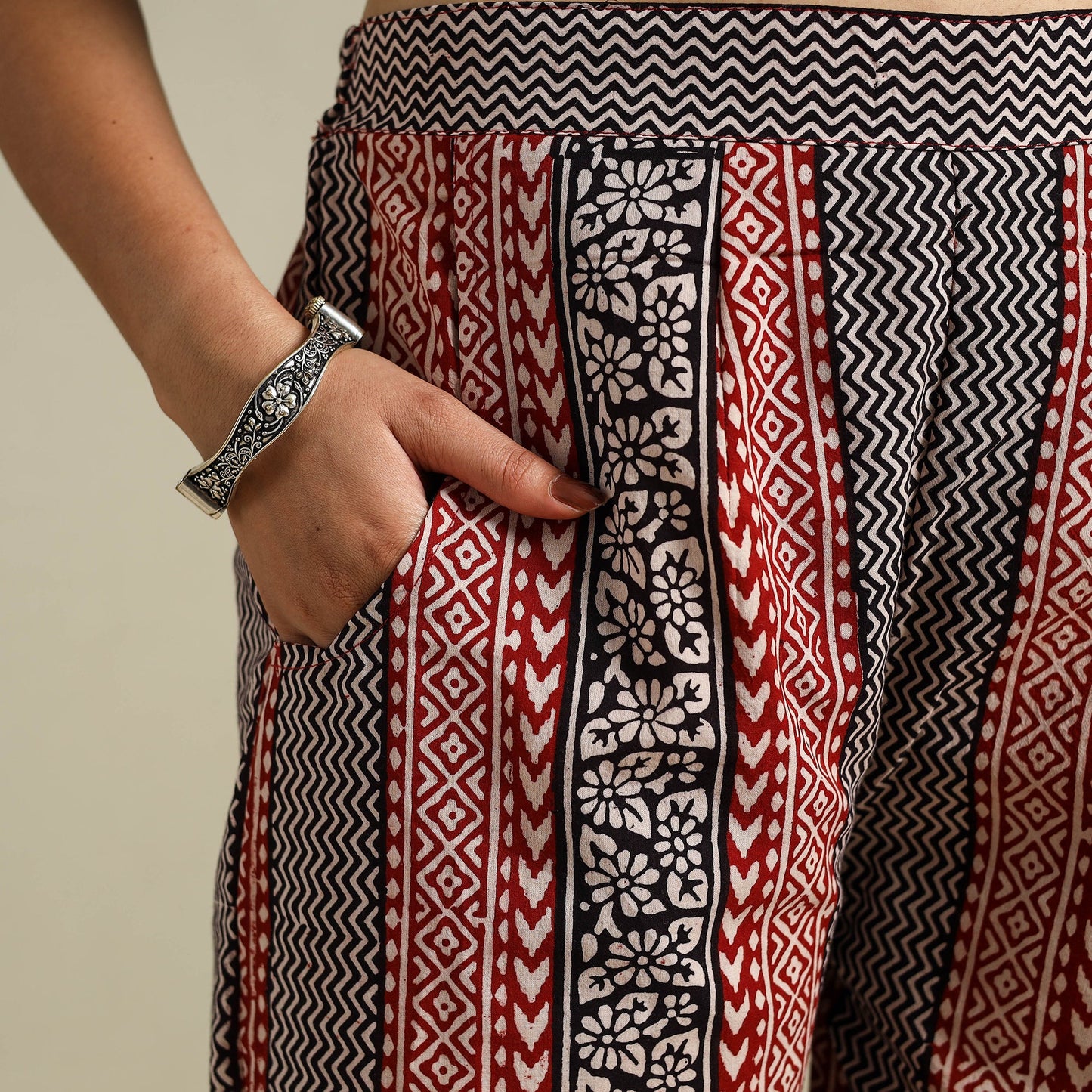 Maroon Bagh Block Print Natural Dyed Cotton Palazzo