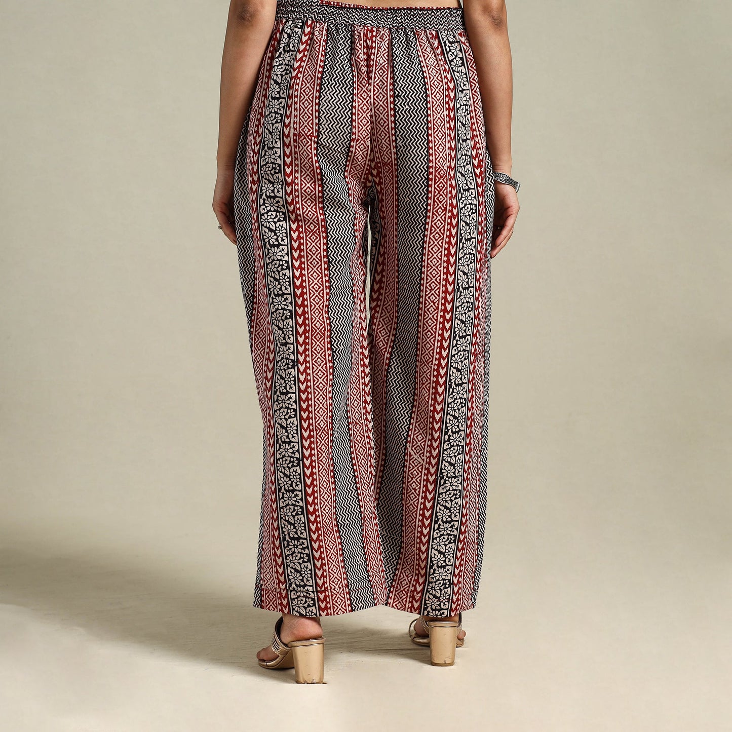 Maroon Bagh Block Print Natural Dyed Cotton Palazzo