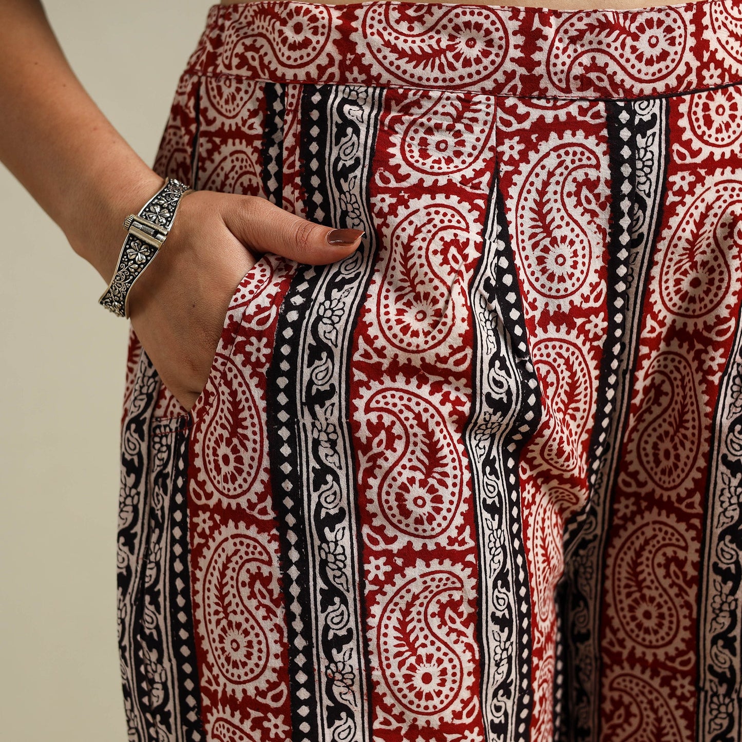 Maroon - bagh natural dyed cotton palazzo 20 - handcrafted