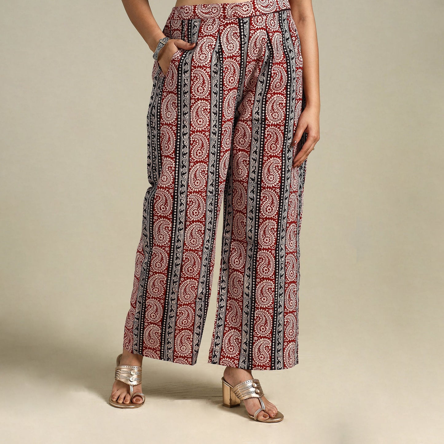 Maroon - bagh natural dyed cotton palazzo 20 - handcrafted