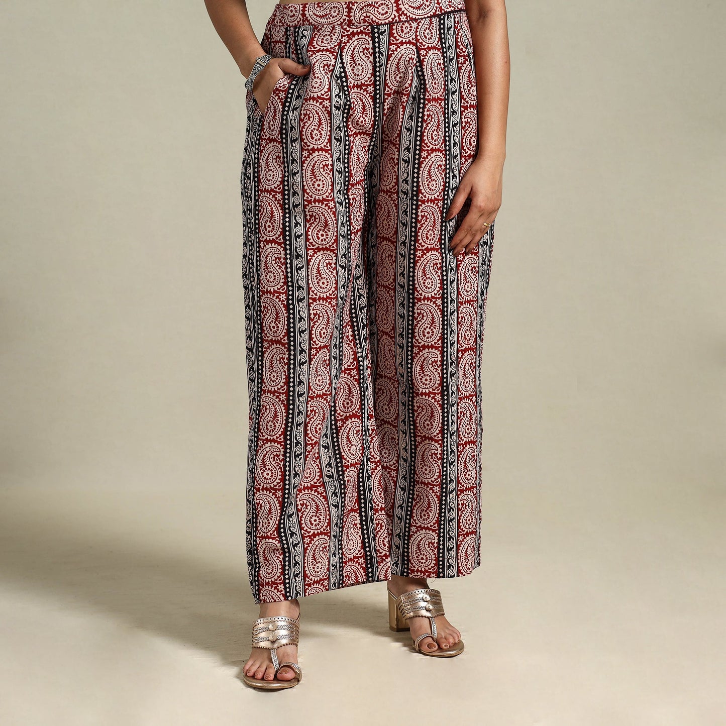 Maroon - bagh natural dyed cotton palazzo 20 - handcrafted