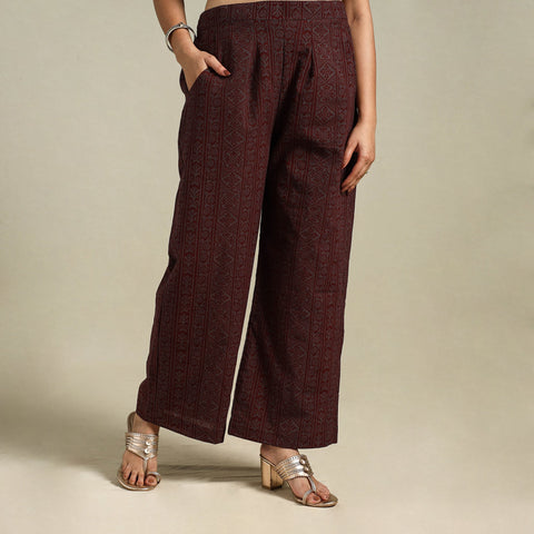 Maroon Bagh Block Print Natural Dyed Cotton Palazzo