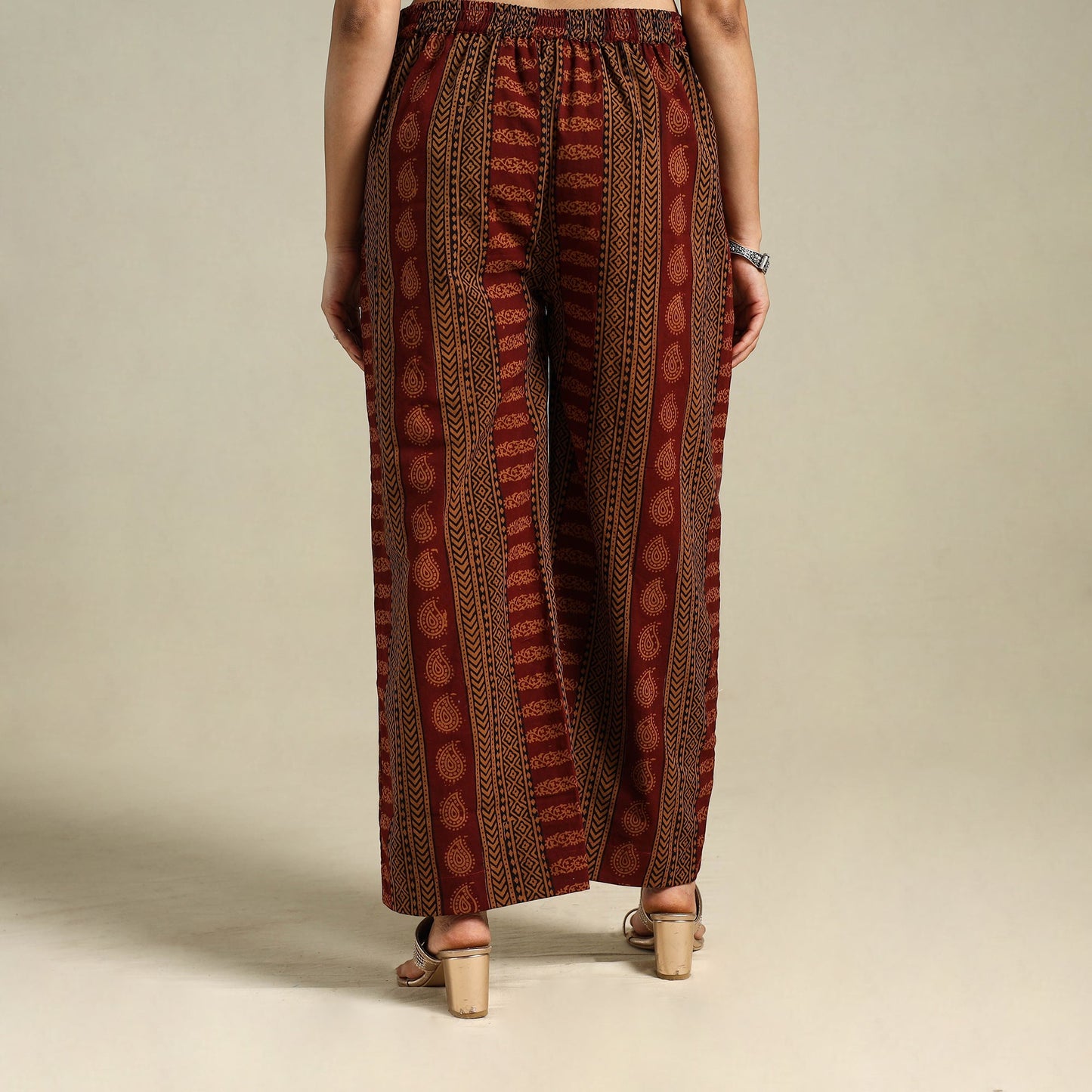 Maroon Bagh Block Print Natural Dyed Cotton Palazzo