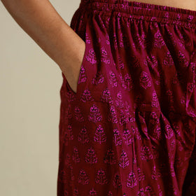 Maroon Bagh Block Print Natural Dyed Cotton Salwar