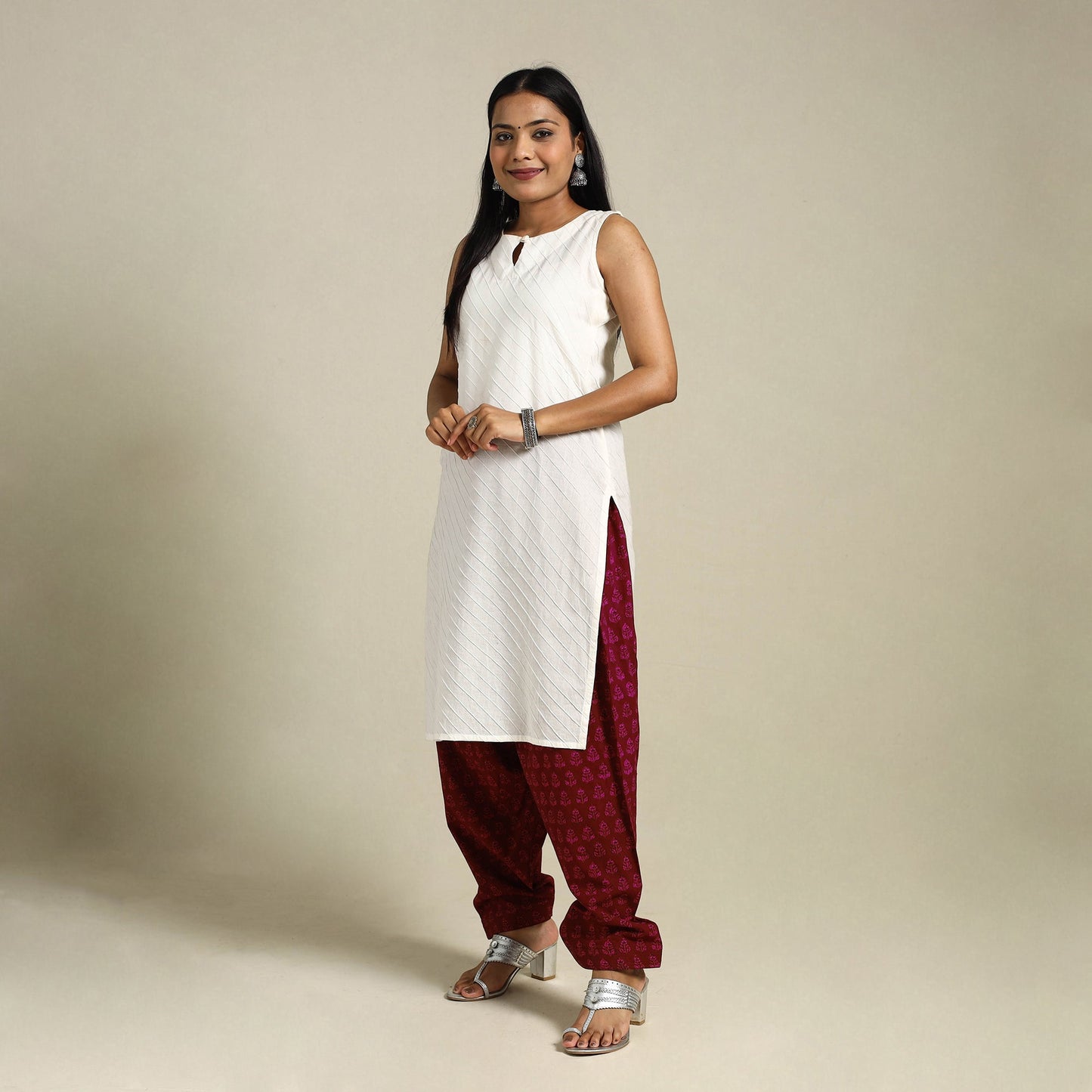 Maroon Bagh Block Print Natural Dyed Cotton Salwar