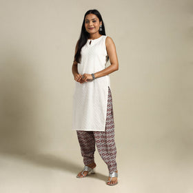 White Bagh Block Print Natural Dyed Cotton Salwar