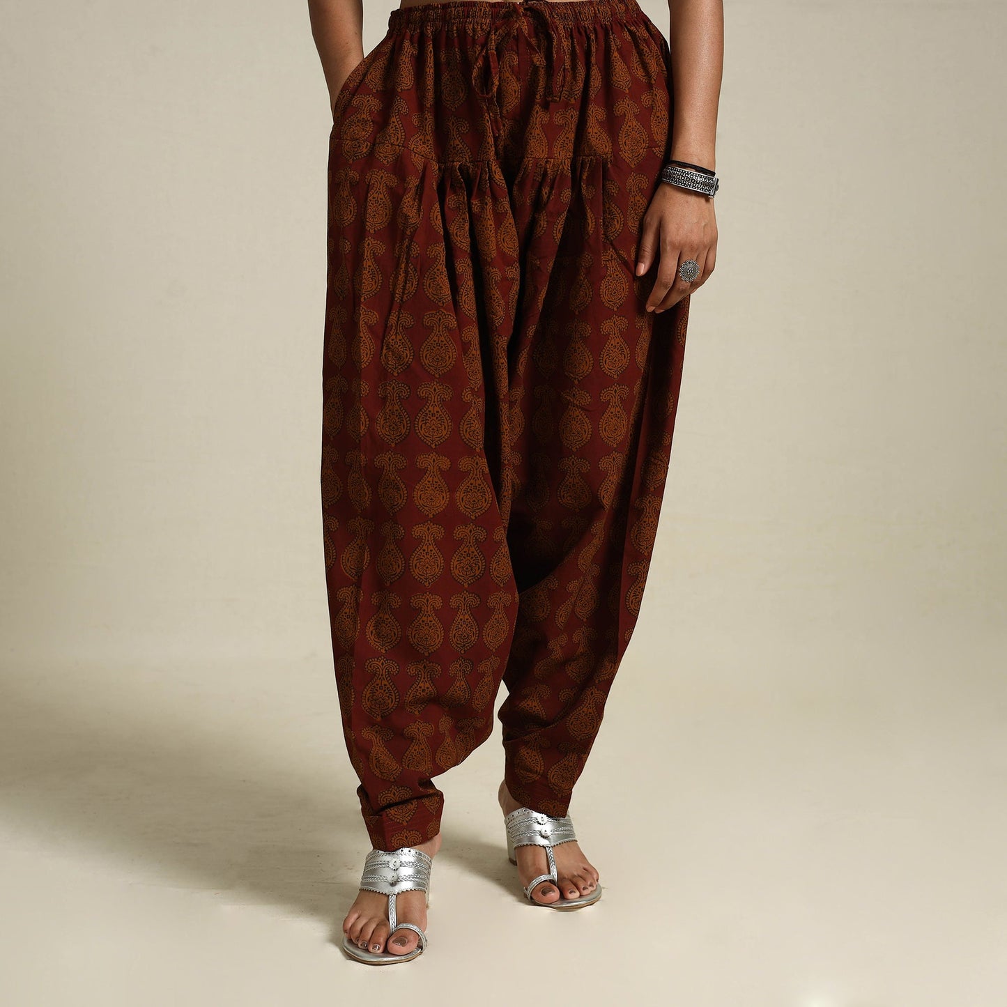Maroon Bagh Block Print Natural Dyed Cotton Salwar