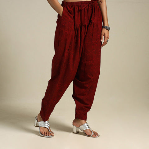 Maroon Bagh Block Print Natural Dyed Cotton Salwar