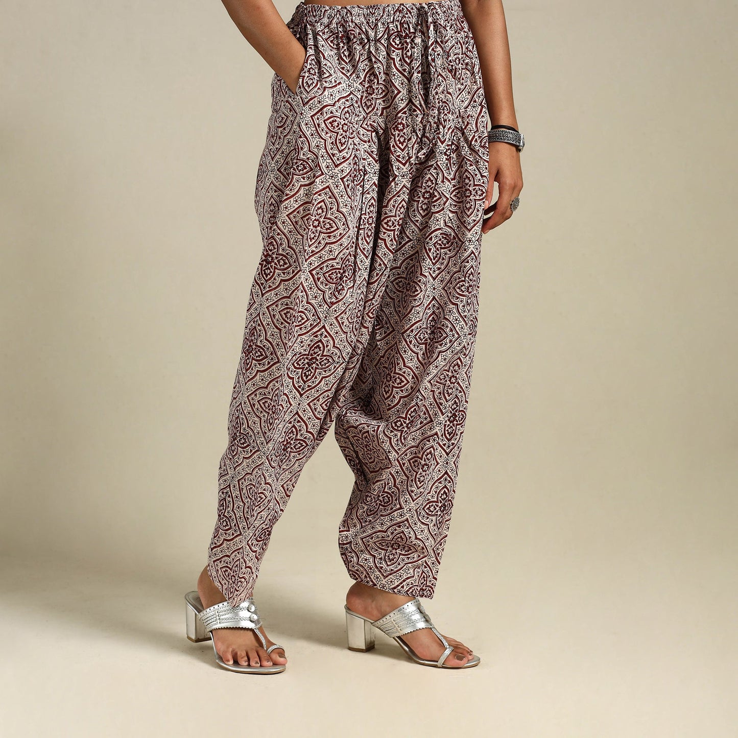 White Bagh Block Print Natural Dyed Cotton Salwar