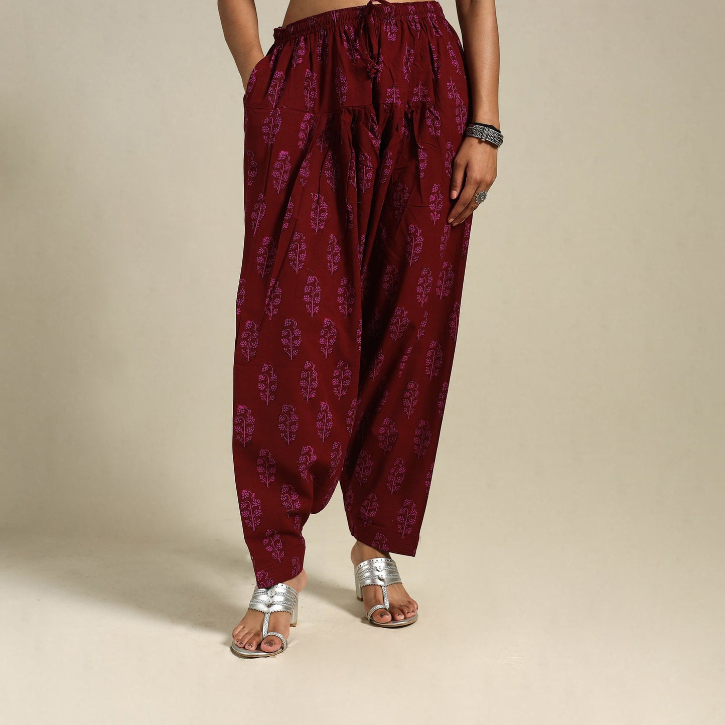 Maroon - bagh natural dyed cotton salwar 15 - handcrafted
