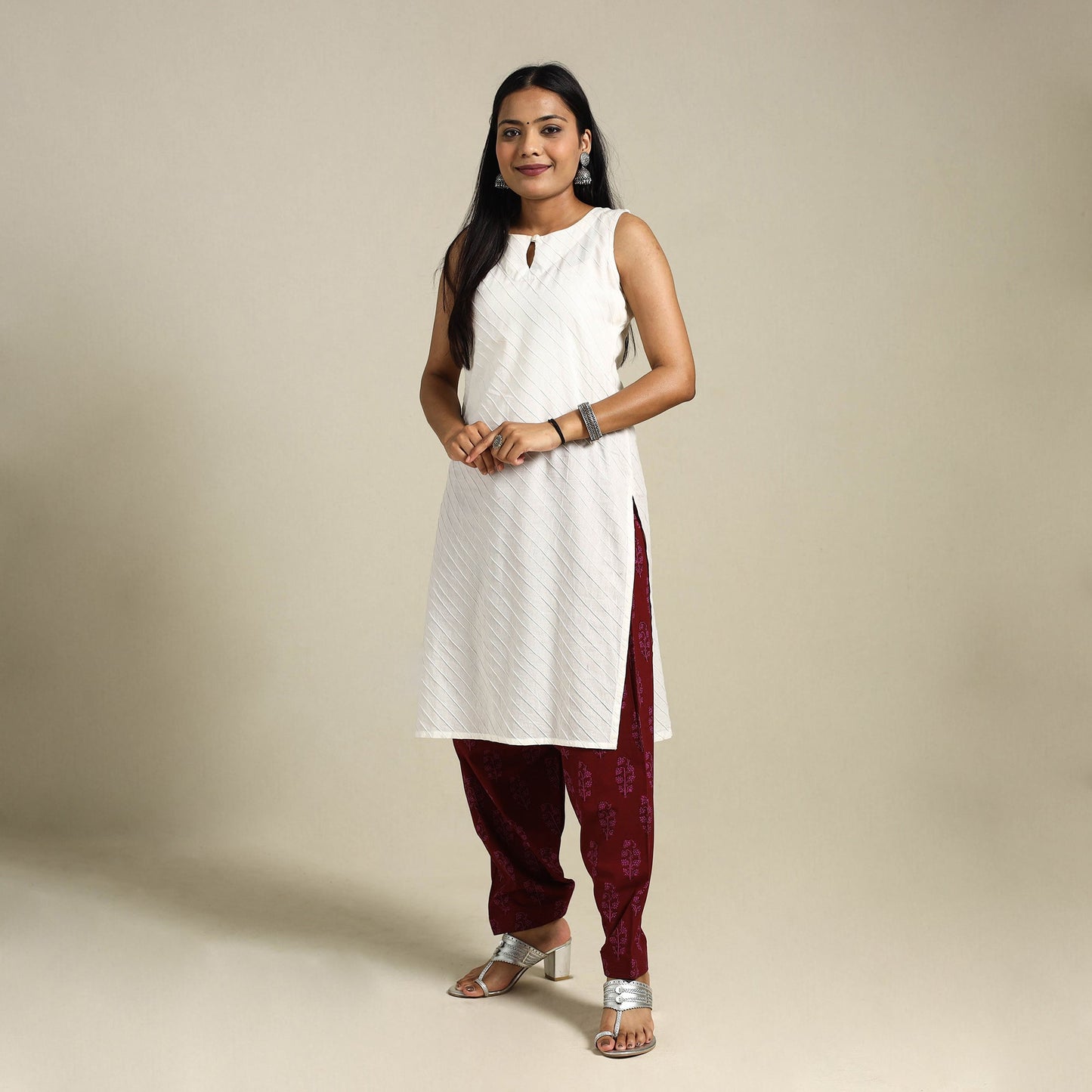 Maroon - bagh natural dyed cotton salwar 15 - handcrafted