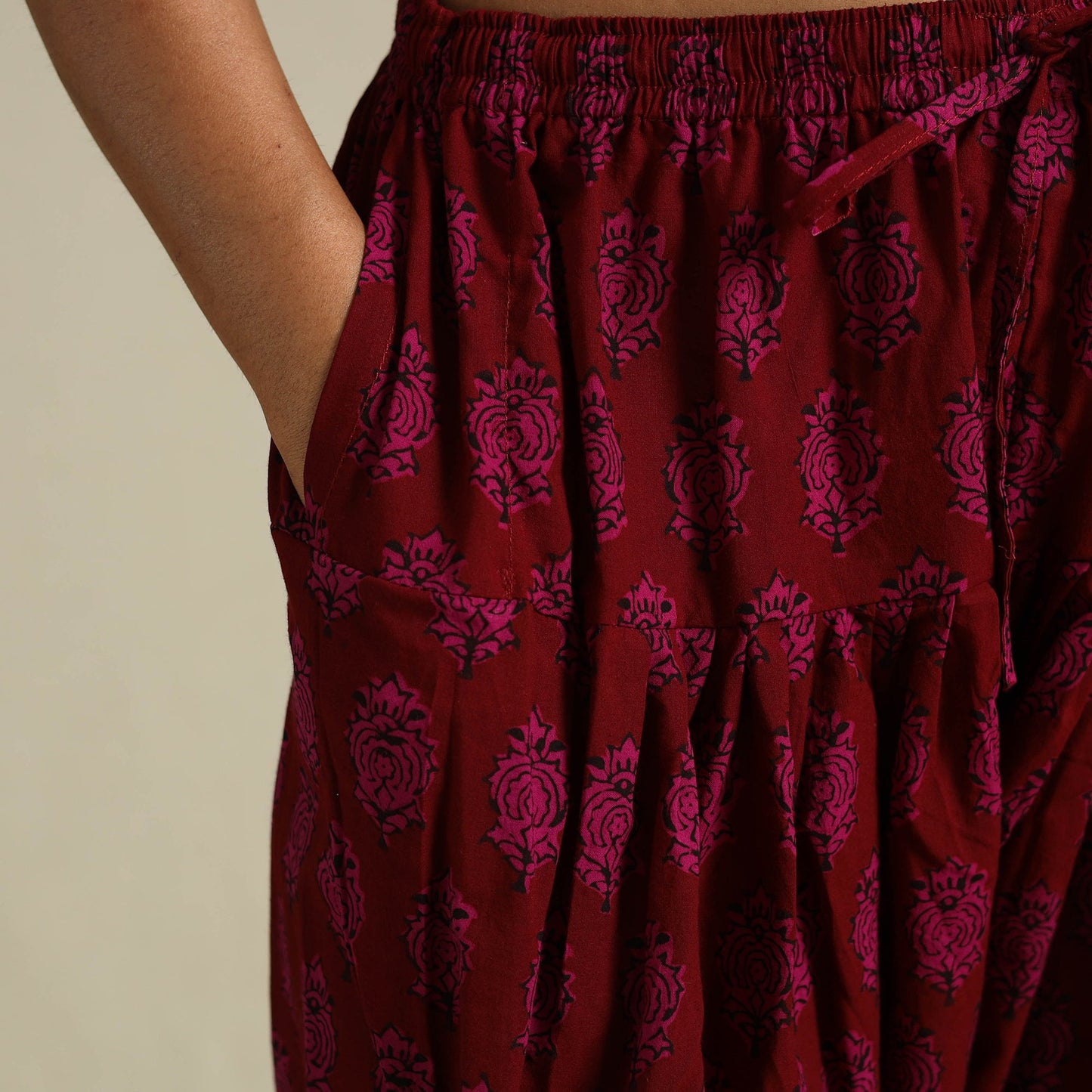 Maroon Bagh Block Print Natural Dyed Cotton Salwar