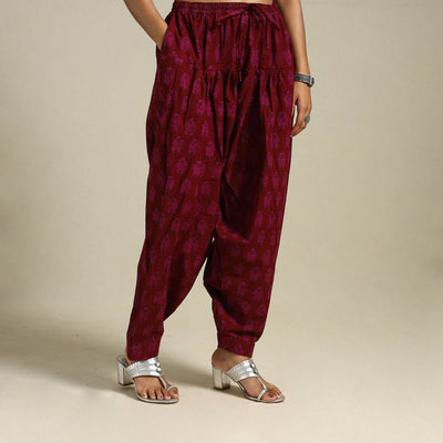 Maroon Bagh Block Print Natural Dyed Cotton Salwar