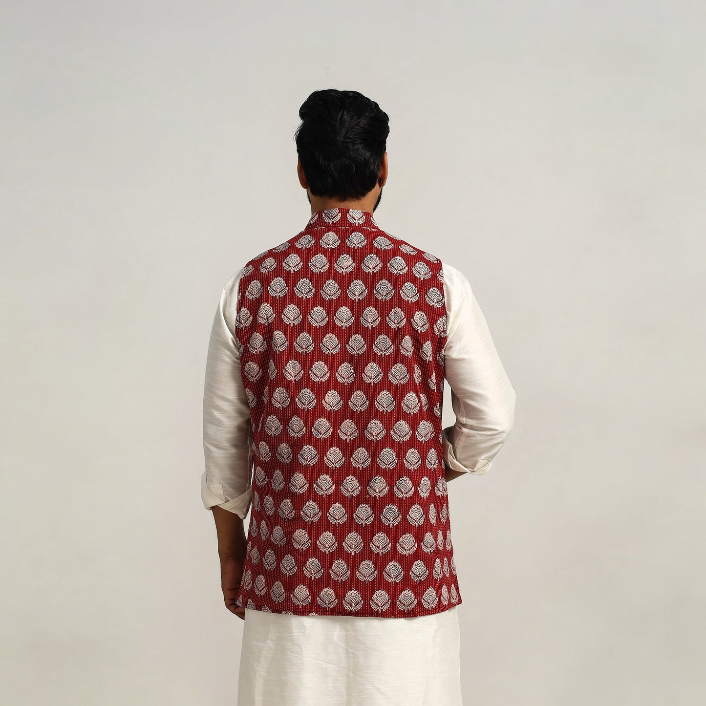Buy Maroon Bagh Print Nehru Jacket for Men
