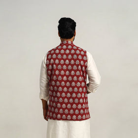 Buy Maroon Bagh Print Nehru Jacket for Men
