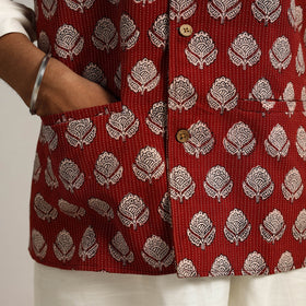 Buy Maroon Bagh Print Nehru Jacket for Men