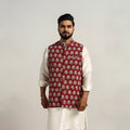 Buy Maroon Bagh Print Nehru Jacket for Men