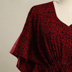 Maroon - bagh cotton kaftan (short) 06 - handcrafted