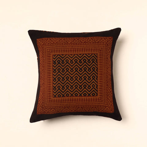 Maroon - Bagh Block Printed Cotton Cushion Cover (16 x 16 in) 01